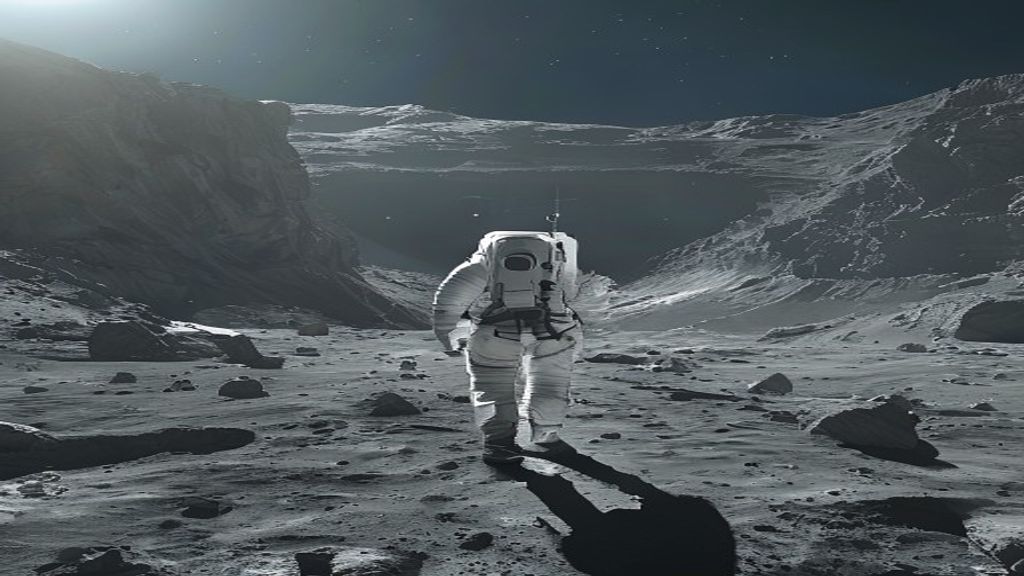 Photorealistic lunar surface render